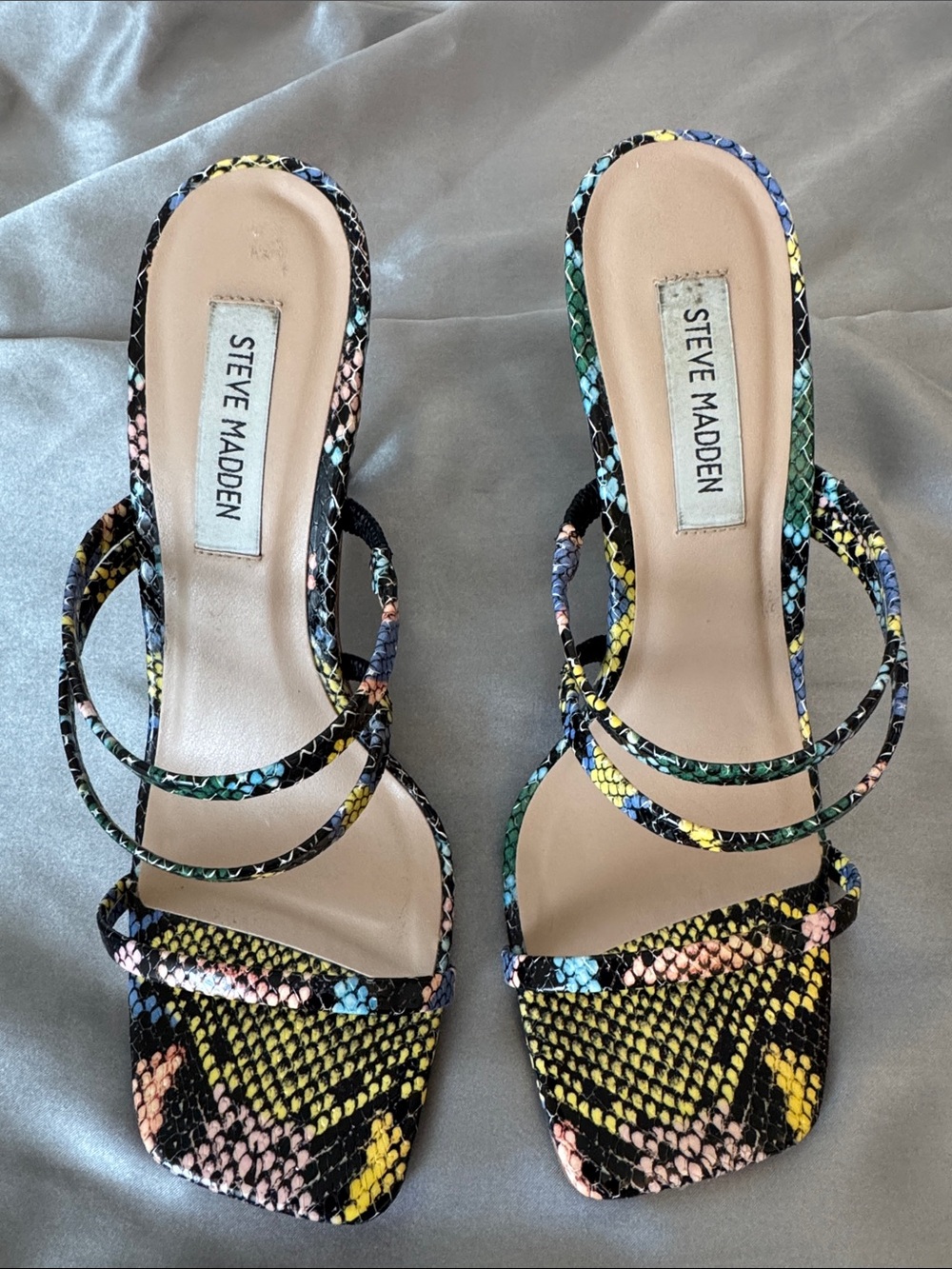 Steve Madden Multicolor Snakeskin Strappy Heeled Sandals